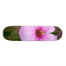 Purple Flowers Buds Petals On Grass Skateboard Deck