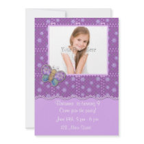 Purple Flowers Butterfly Invitation