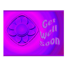 purple flowers get well soon post cards