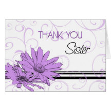 Purple Flowers Sister Thank You Bridesmaid Card