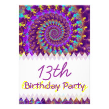 Purple Fractal Birthday Announcements