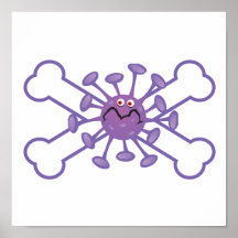 purple germy germ and crossbones design poster