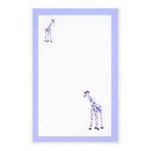 purple giraffes custom stationery