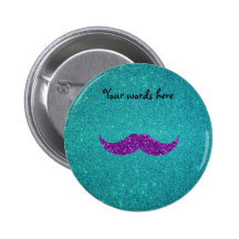 Purple glitter moustache turquoise glitter pin
