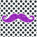 PURPLE GLITTER MUSTACHE POLKA DOTS PHOTO CUT OUTS