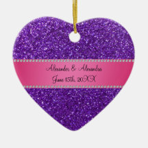 Purple glitter wedding favors christmas ornaments