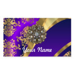 Purple & gold damask business cards