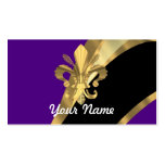 Purple & gold fleur de lys business card templates