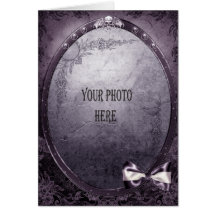 Purple Gothic add your photo Winged Skull Frame Greeting Card