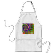 Purple & Green Bokeh Fractal Pattern Aprons