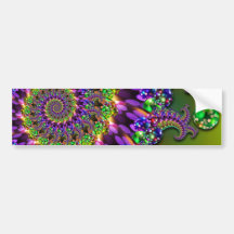 Purple & Green Bokeh Fractal Pattern Bumper Sticker