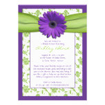Purple Green Daisy Damask Bridal Shower Invitation