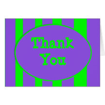 purple green Thank You Stripes Greeting Cards