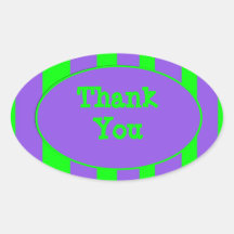 purple green Thank You Stripes Oval Stickers