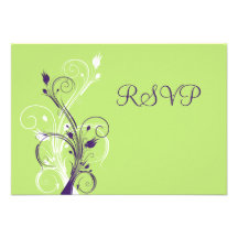 Purple Green White Floral RSVP Card Custom Invitations