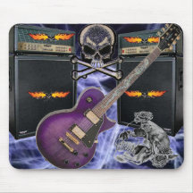 Purple Guitar Flaming Skulls & Amp Lightening Pad Mouse Mats