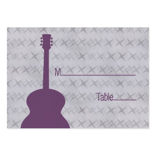 cool guitar grunge place card in purple featuring an acoustic guitar 