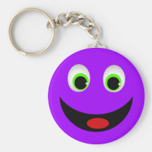 PURPLE HAPPY SMILEY FACE KEY CHAIN