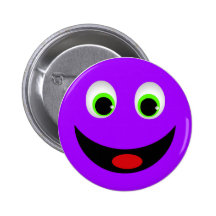PURPLE HAPPY SMILEY FACE PINBACK BUTTONS