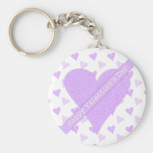 Purple Heart Happy Valentines Day Keychain