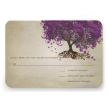 Purple Heart Leaf Tree Wedding Invites