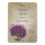 Purple Heart Leaf Tree Wedding Menu Personalised Announcement