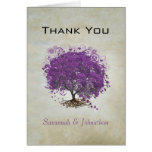 Purple Heart Leaf Tree Wedding Thank You Card