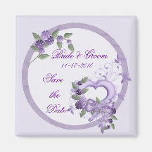 Purple Heart Save the Date Wedding Magnet