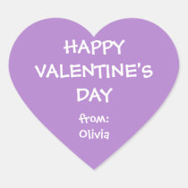 Purple heart valentine personalised gift tag stickers