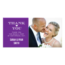 Purple Heart Wedding Photo Thank You Cards Customized Photo Card