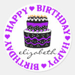 Purple Hearts Birthday Cake stickers