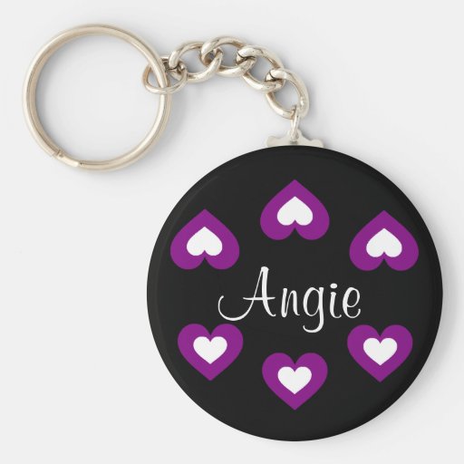 Purple Hearts Customisable Name Keychain