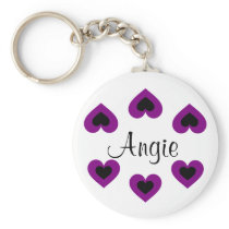 Purple Hearts Customisable Valentine Name Keychain