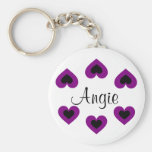 Purple Hearts Customisable Valentine Name Keychain