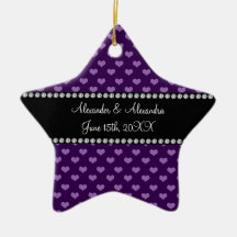 Purple hearts wedding favors ornaments