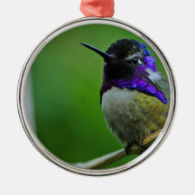 Purple Hummingbird Christmas Ornament