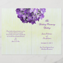 Purple Hydrangea Folded Wedding Program Template Flyers