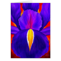 Purple Iris Flower Painting Art - Multi Greeting Cards