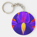 Purple Iris Flower Painting Art - Multi Keychain