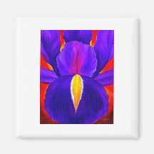 Purple Iris Flower Painting Art - Multi Fridge Magnet