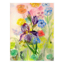 'Purple Iris' Postcard