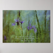 Purple Irises Painting & Nature Poem Art Print