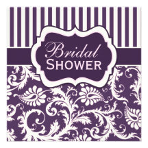 Purple, Ivory, Pink Damask Bridal Shower Invite