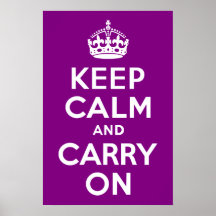 Purple Keep Calm and Carry On Poster