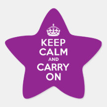 Purple Keep Calm and Carry On Star Sticker