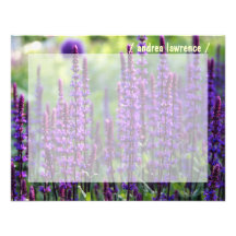 Purple Lavender Personalised Flat Note Cards Announcement