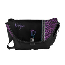 Purple Leopard and Black Virgo Bags Courier Bags