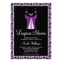 Purple Leopard Lingerie Bridal Shower Personalized Invitation