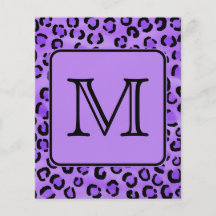 Purple Leopard Print Custom Monogram. Full Color Flyer