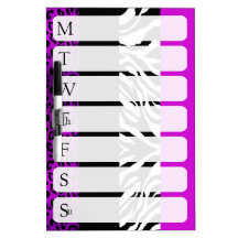 Purple Leopard & Zebra Print Weekly Calendar Dry-Erase Board